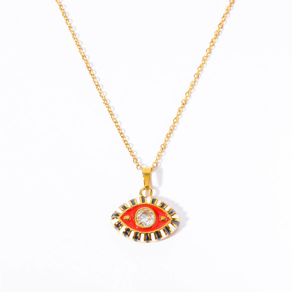 Wholesale Titanium Steel Electroplated Devil's Eye Pendant Necklace For Women
