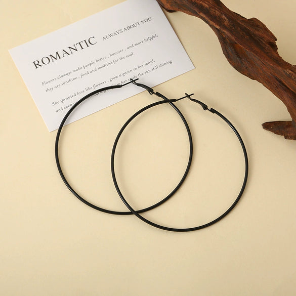 Wholesale Titanium Steel Electroplated Geometric Circle Earrings For Women