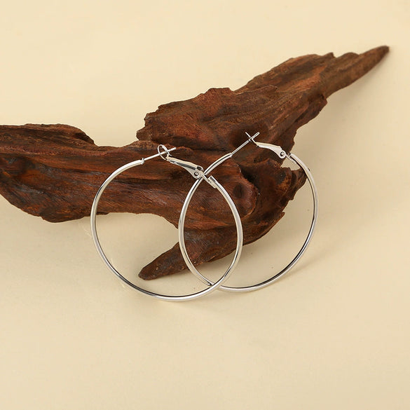 Wholesale Titanium Steel Electroplated Geometric Circle Earrings For Women