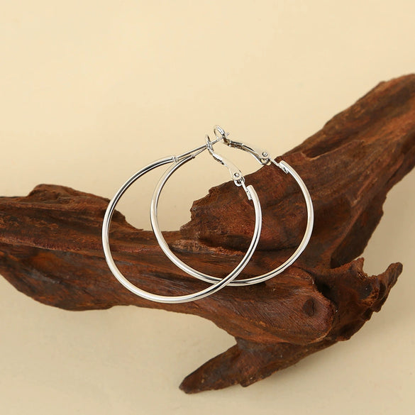 Wholesale Titanium Steel Electroplated Geometric Circle Earrings For Women