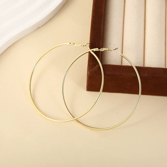Wholesale Titanium Steel Electroplated Geometric Circle Earrings For Women