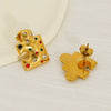 Wholesale Titanium Steel Electroplated Geometric Design Women's Earrings With Micro Inlaid Color Zircon