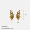 Wholesale Titanium Steel Electroplated Geometric Fivepointed Star And Cshaped Pearl Earrings For Women