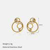 Wholesale Titanium Steel Electroplated Geometric Fivepointed Star And Cshaped Pearl Earrings For Women