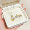 Wholesale Titanium Steel Electroplated Geometric Light Luxury Style Round Zircon Inlaid Copper Jewelry Set Earrings And Necklaces For Women