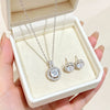Wholesale Titanium Steel Electroplated Geometric Light Luxury Style Round Zircon Inlaid Copper Jewelry Set Earrings And Necklaces For Women