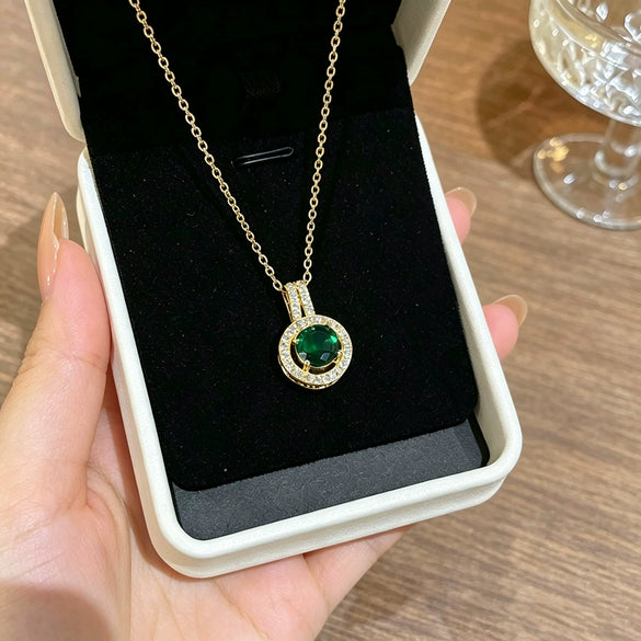 Wholesale Titanium Steel Electroplated Geometric Light Luxury Style Round Zircon Inlaid Copper Jewelry Set Earrings And Necklaces For Women