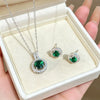 Wholesale Titanium Steel Electroplated Geometric Light Luxury Style Round Zircon Inlaid Copper Jewelry Set Earrings And Necklaces For Women