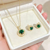 Wholesale Titanium Steel Electroplated Geometric Light Luxury Style Round Zircon Inlaid Copper Jewelry Set Earrings And Necklaces For Women