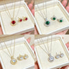 Wholesale Titanium Steel Electroplated Geometric Light Luxury Style Round Zircon Inlaid Copper Jewelry Set Earrings And Necklaces For Women