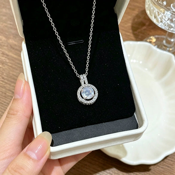 Wholesale Titanium Steel Electroplated Geometric Light Luxury Style Round Zircon Inlaid Copper Jewelry Set Earrings And Necklaces For Women