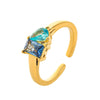 Wholesale Titanium Steel Electroplated Geometric Retro Unisex December Birthstone Ring With Color Preservation