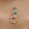 Wholesale Titanium Steel Electroplated Geometric Retro Unisex December Birthstone Ring With Color Preservation