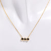 Wholesale Titanium Steel Electroplated Geometric Three Round Zircon Inlaid Birthday Stone Pendant Necklace For Women