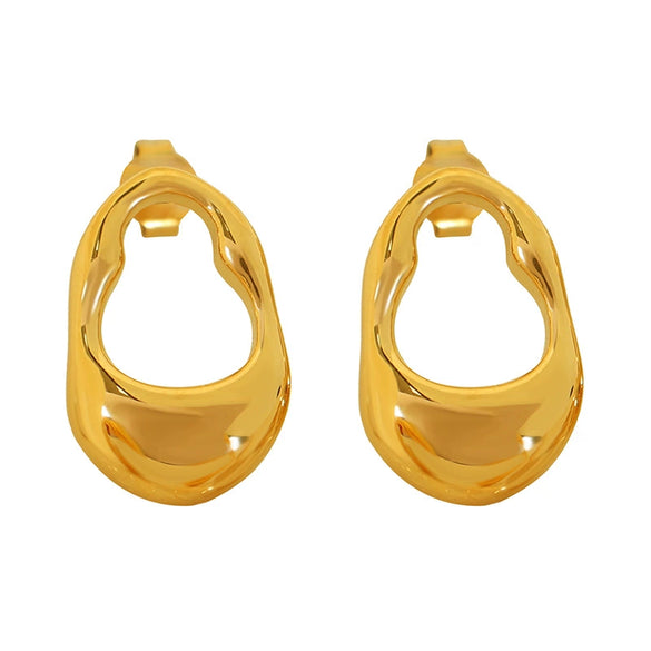 Wholesale 316L Stainless Steel Electroplated Geometric Women's Retro Style Irregular Earrings