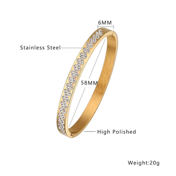 Wholesale Titanium Steel Electroplated Gold Full Diamond Bevel Design Couple Bracelet With Polishing And Mud Drilling