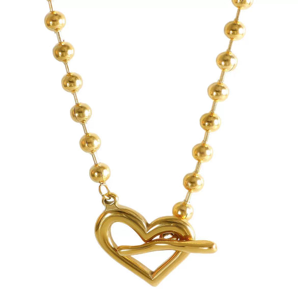Wholesale Titanium Steel Electroplated Heart Shape Ball Chain Necklace Jewelry For Women