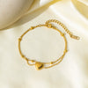 Wholesale Titanium Steel Electroplated Heart Shape Pendant Double Layer Bracelet Jewelry For Women