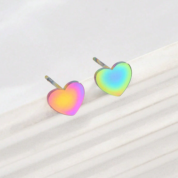 Wholesale Titanium Steel Electroplated Heartshaped Earrings And Ear Bone Nails Fashion Simple Classic Jewelry For Unisex