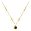 Wholesale Titanium Steel Electroplated 18K Gold Color Doublesided Black And White Roman Numerals Ushape Pendant Ochain Necklace For Women