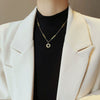 Wholesale Titanium Steel Electroplated 18K Gold Color Doublesided Black And White Roman Numerals Ushape Pendant Ochain Necklace For Women