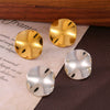 Wholesale Titanium Steel Electroplated 18K Gold Geometric Simple Design Round Concaveconvex Women's Earrings