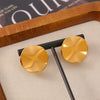 Wholesale Titanium Steel Electroplated 18K Gold Geometric Simple Design Round Concaveconvex Women's Earrings
