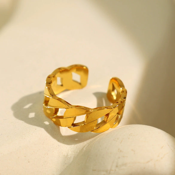Wholesale 316L Stainless Steel Electroplated 18K Gold Hollow Chain Earrings And Rings