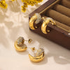 Wholesale Titanium Steel Electroplated 18K Real Gold Geometric Crescent Curved Spell Drill Earrings For Women