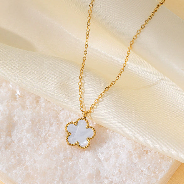 Wholesale Titanium Steel Electroplated Plants And Flowers Four Leaf Clover Five Leaf Petals Earrings Bracelet Necklace Set For Women