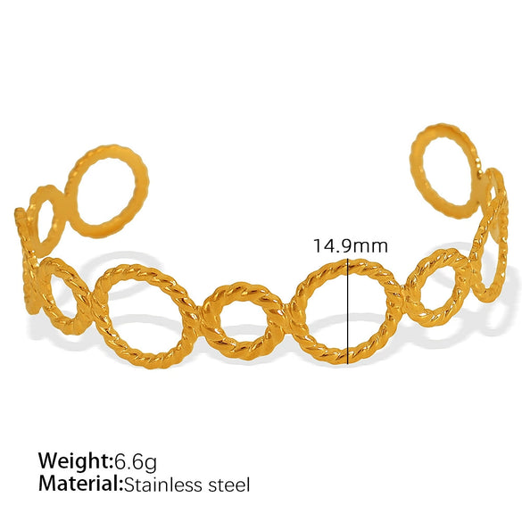 Wholesale 316L Stainless Steel Electroplated Retro Cshaped Hollow Out Personality Geometric Women's Bracelet
