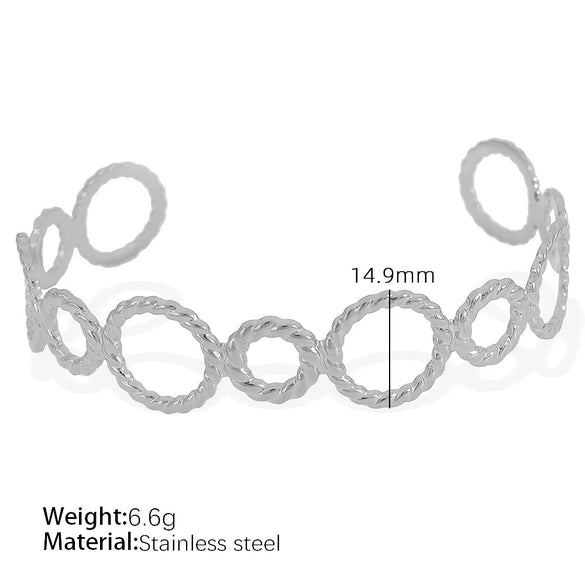 Wholesale 316L Stainless Steel Electroplated Retro Cshaped Hollow Out Personality Geometric Women's Bracelet