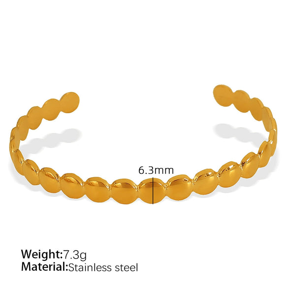 Wholesale 316L Stainless Steel Electroplated Retro Cshaped Hollow Out Personality Geometric Women's Bracelet