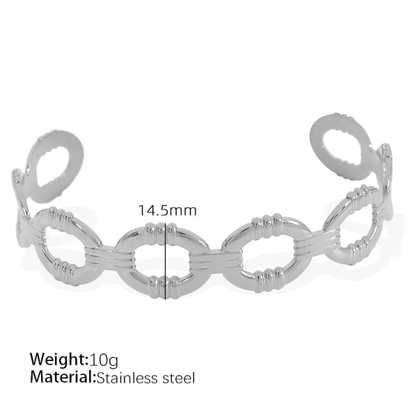 Wholesale 316L Stainless Steel Electroplated Retro Cshaped Hollow Out Personality Geometric Women's Bracelet