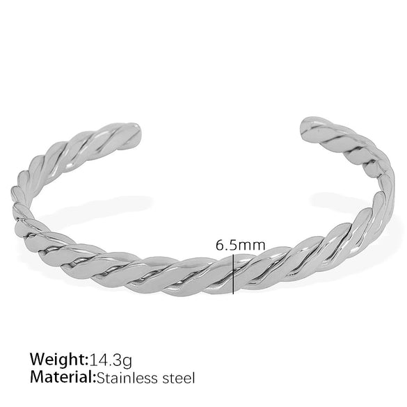 Wholesale 316L Stainless Steel Electroplated Retro Cshaped Hollow Out Personality Geometric Women's Bracelet