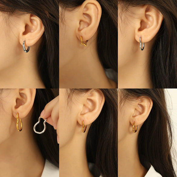 Wholesale 316L Stainless Steel Electroplated Round Opening Unisex Fashion Earrings