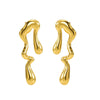 Wholesale 316L Stainless Steel Electroplated Wave Geometric Irregular Water Drop Shape Earrings