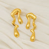 Wholesale 316L Stainless Steel Electroplated Wave Geometric Irregular Water Drop Shape Earrings