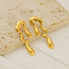 Wholesale 316L Stainless Steel Electroplated Wave Geometric Irregular Water Drop Shape Earrings