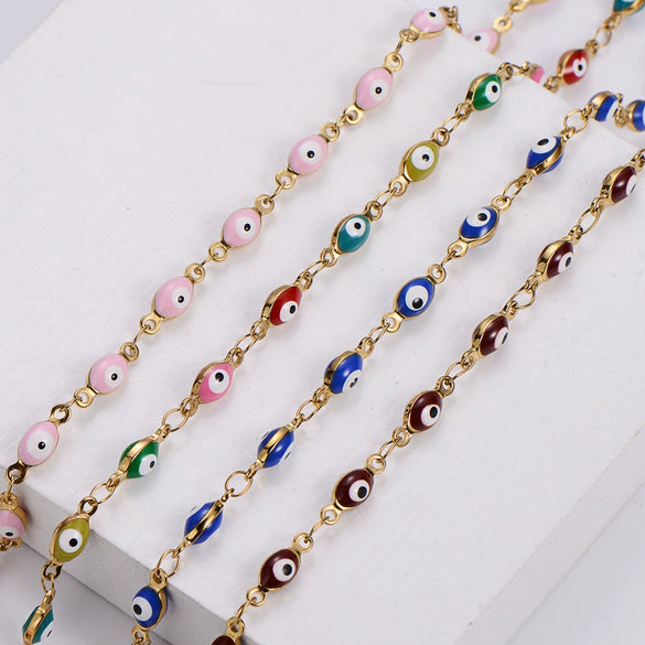 Wholesale Titanium Steel Evil Eye Bracelet With Dripping Oil Design For Women And Unisex