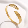 Wholesale Titanium Steel Exaggerated Open Adjustable Non Fading Female Bracelet With Geometric Style And Electroplating