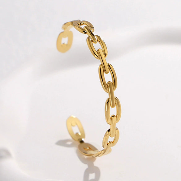 Wholesale Titanium Steel Exaggerated Open Adjustable Non Fading Female Bracelet With Geometric Style And Electroplating