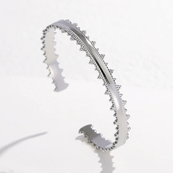 Wholesale Titanium Steel Exaggerated Open Adjustable Non Fading Female Bracelet With Geometric Style And Electroplating
