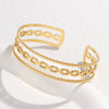 Wholesale Titanium Steel Exaggerated Open Adjustable Non Fading Female Bracelet With Geometric Style And Electroplating