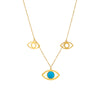 Wholesale Titanium Steel Facial Features Style Hollow Blue Turquoise Eye Pendant Necklace With Electroplating