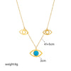 Wholesale Titanium Steel Facial Features Style Hollow Blue Turquoise Eye Pendant Necklace With Electroplating
