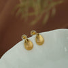 Wholesale 316L Stainless Steel Fanshaped Striped Electroplated Earrings For Women