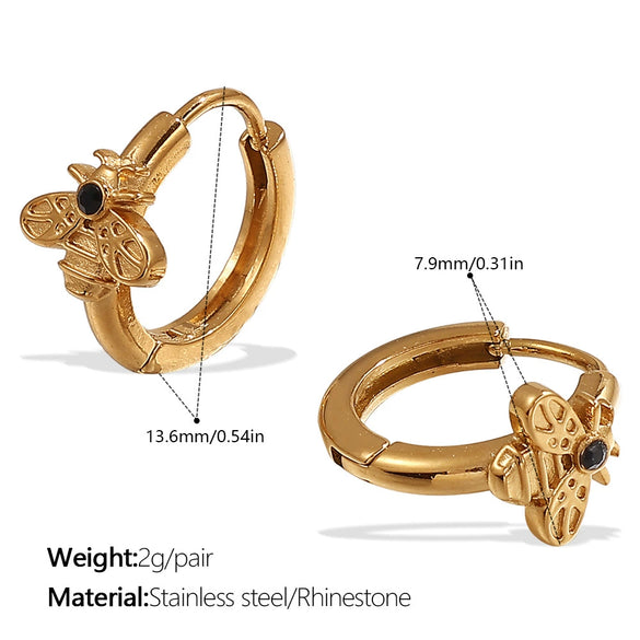 Wholesale 316L Stainless Steel Fashion Butterfly Bunny Pattern Electroplated Gold Earrings For Women