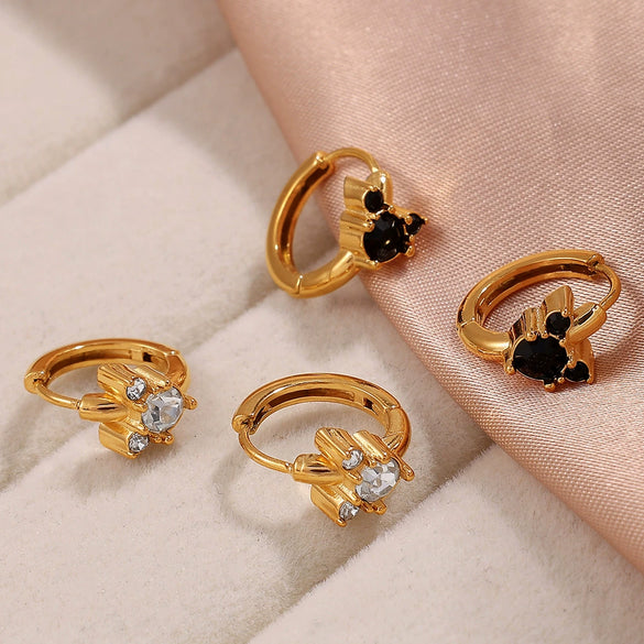 Wholesale 316L Stainless Steel Fashion Butterfly Bunny Pattern Electroplated Gold Earrings For Women