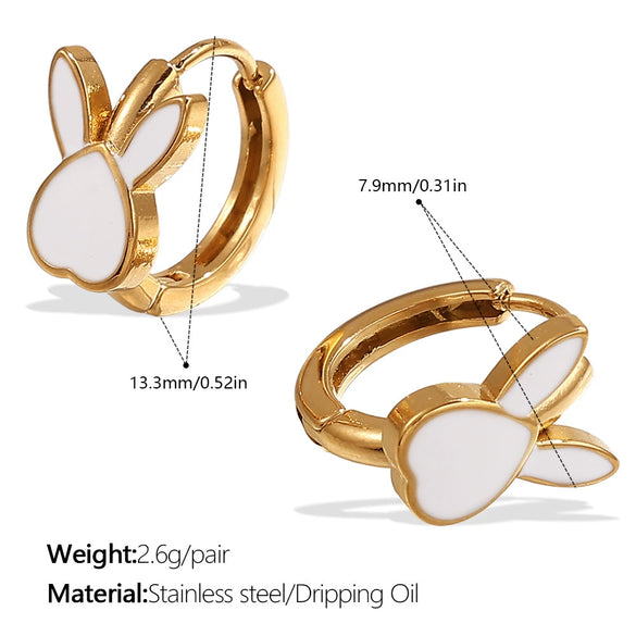 Wholesale 316L Stainless Steel Fashion Butterfly Bunny Pattern Electroplated Gold Earrings For Women